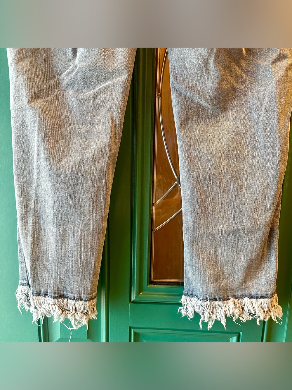 Democracy Absolution Straight Leg Jeans Sz 12 Thick Fray Fringe Hem - Picture 8 of 9